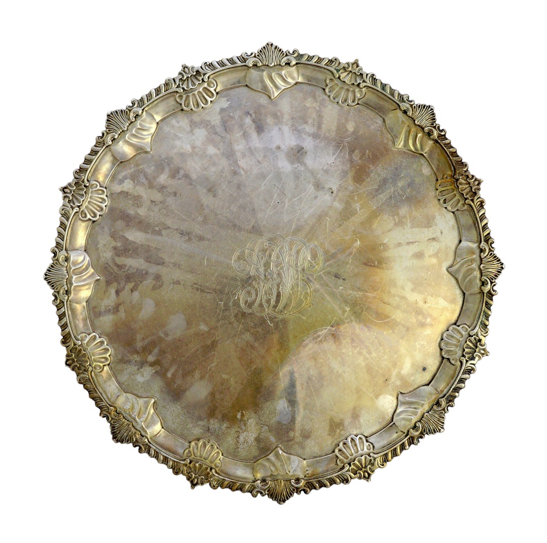 Appraisal: A Victorian silver salver with a shell and pie-crust rim