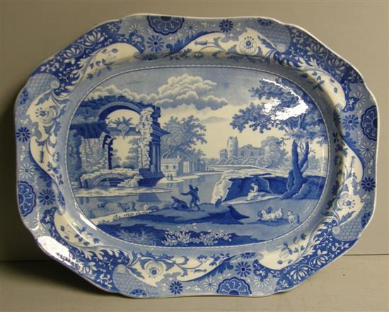 Appraisal: Spode blue and white meat dish th century with landscape