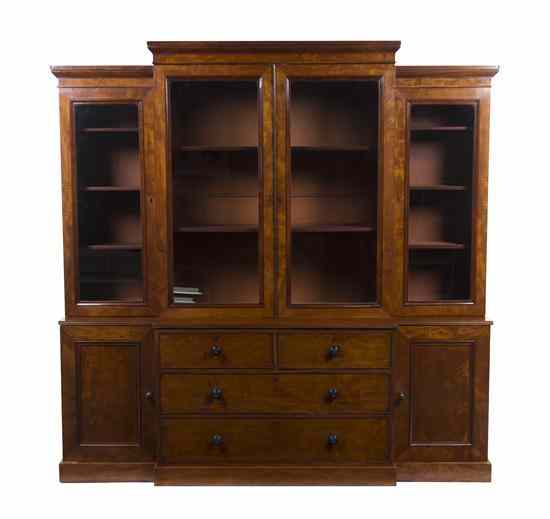 Appraisal: A William IV Mahogany Breakfront Bookcase in two parts the