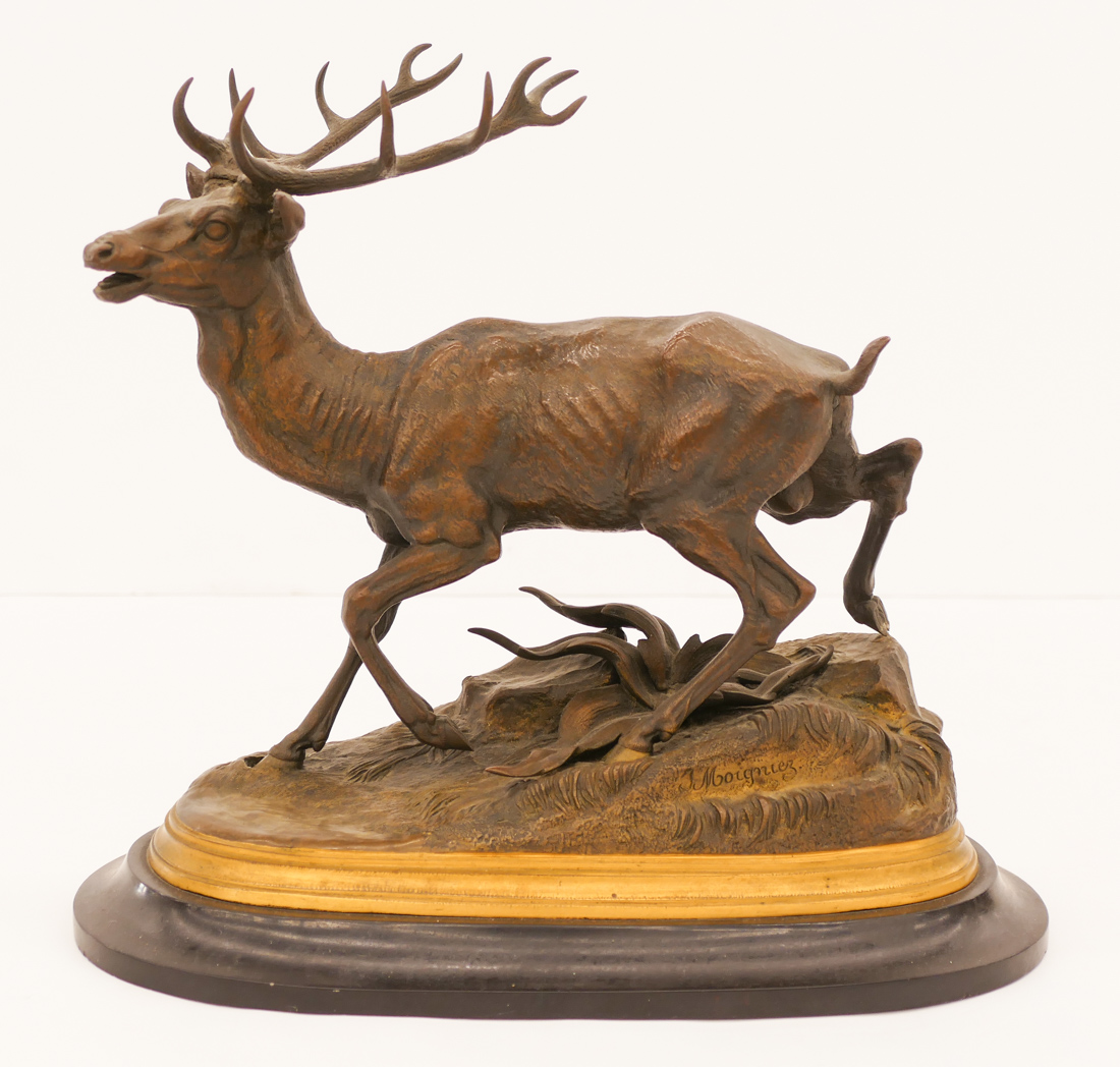 Appraisal: Jules Moigniez - French ''Walking Elk'' Bronze Sculpture ''x ''