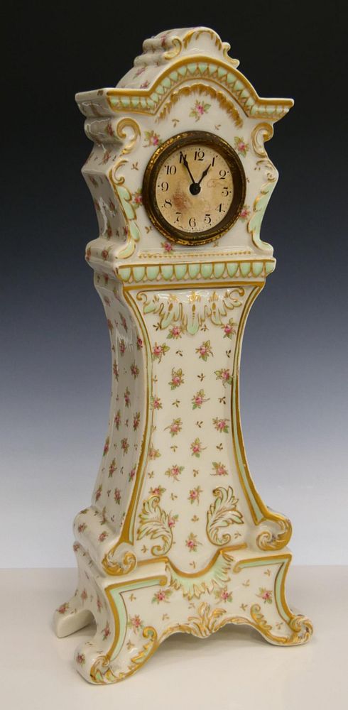 Appraisal: AMERICAN BELLEEK WILLETS PORCELAIN TABLE CLOCK American Belleek Willets hand