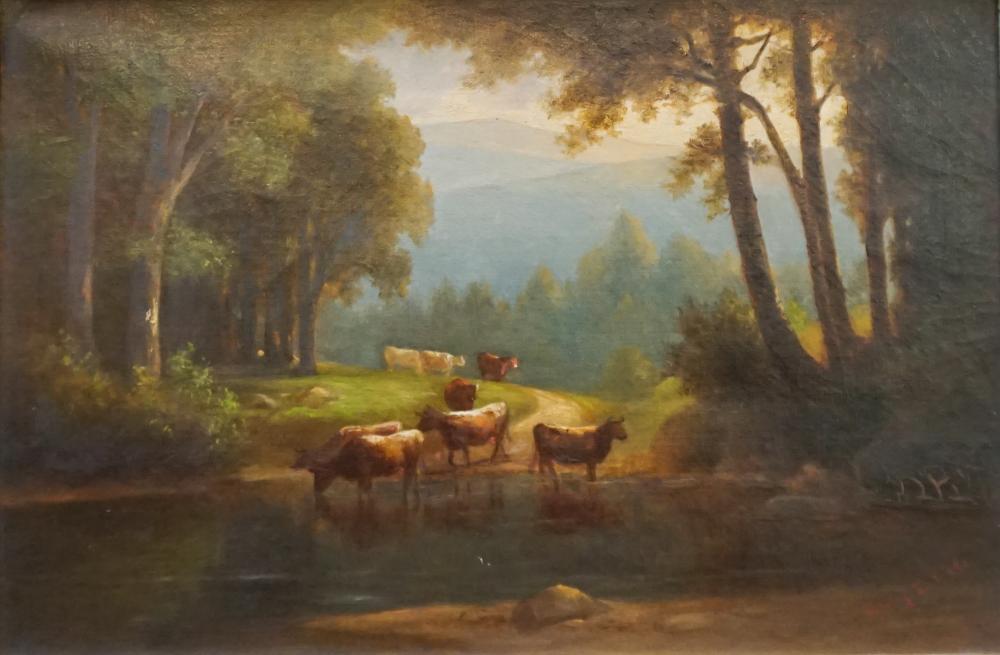 Appraisal: Mary S Cole American Early th Century Cows Watering at