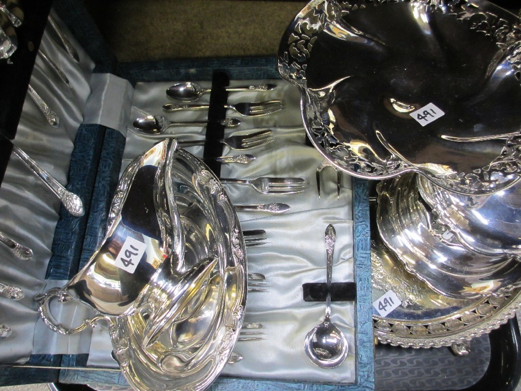 Appraisal: Tray lot of EP - tray comport cutlery set sauce