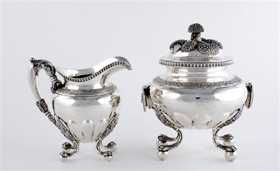 Appraisal: Fine Classical coin silver creamer and sugar New York circa