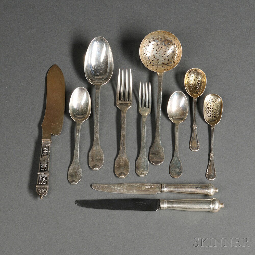 Appraisal: Group of Assembled French Silver Flatware early th century most