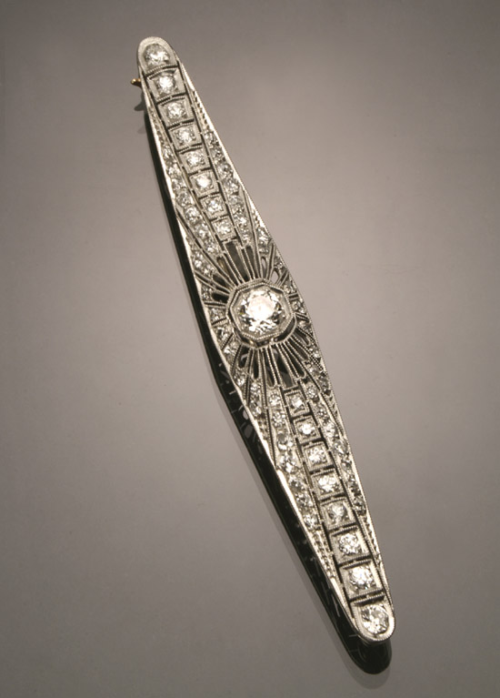 Appraisal: Art Deco Platinum and Diamond Bar Pin Circa - Set