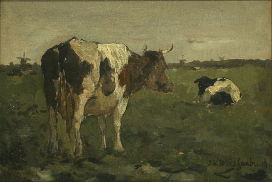 Appraisal: Jan Hendrik Weissenbruch Dutch - Cows in a Polder Landscape