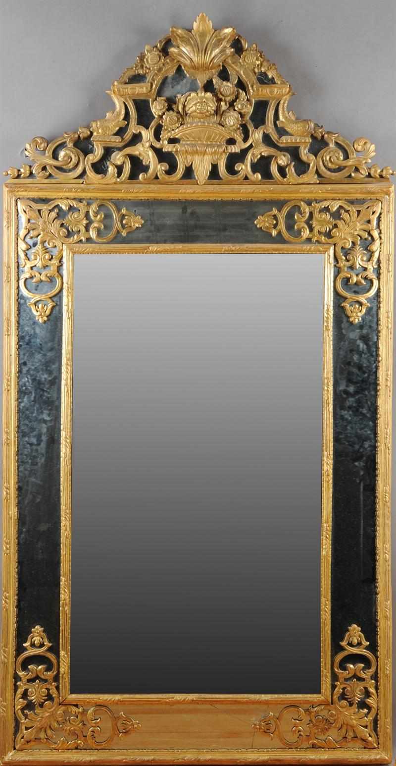 Appraisal: R GENCE CARVED GILT GESSO AND WOOD MIRROR The primary