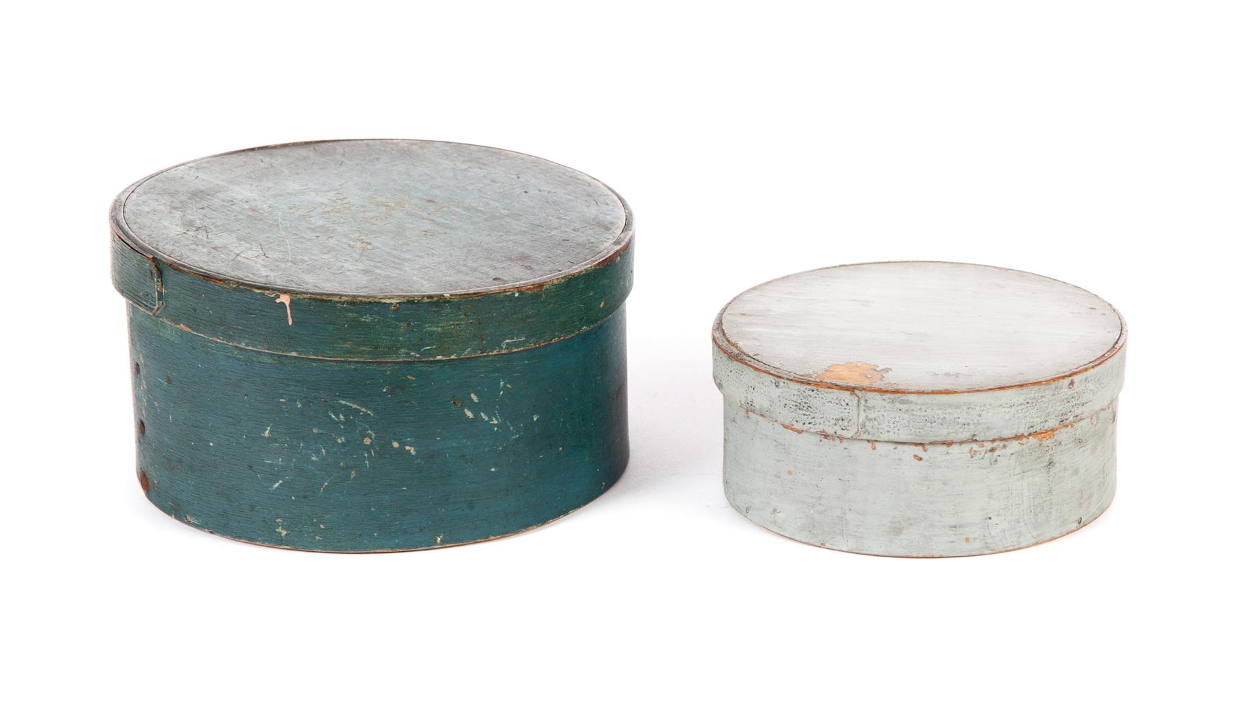 Appraisal: TWO AMERICAN PANTRY BOXES Second half- th century Round with