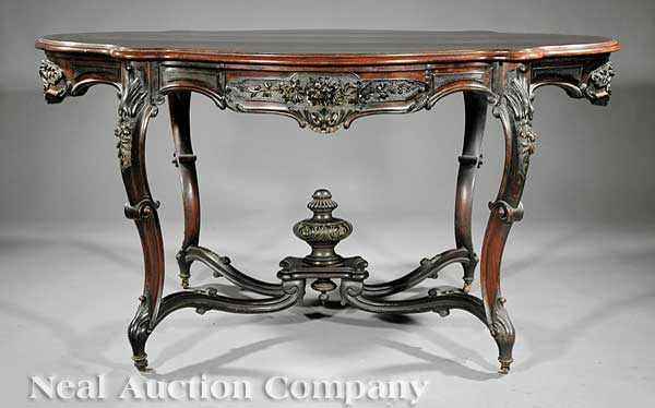 Appraisal: A Continental Rococo Revival Carved Rosewood Center Table mid- th