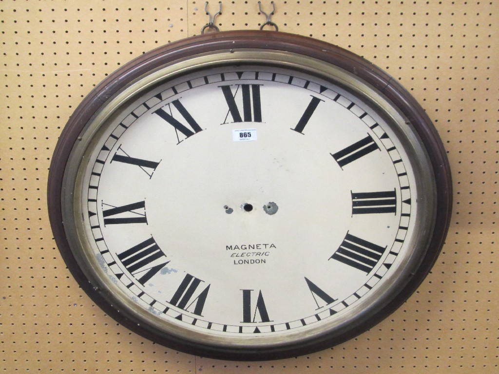 Appraisal: Mahogany framed circular 'Magenta' wall clock