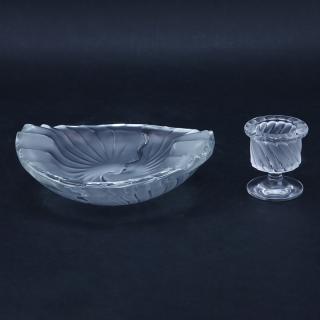 Appraisal: Two Pc Lalique Smoking Set Includes Nancy ashtray and Smyrne