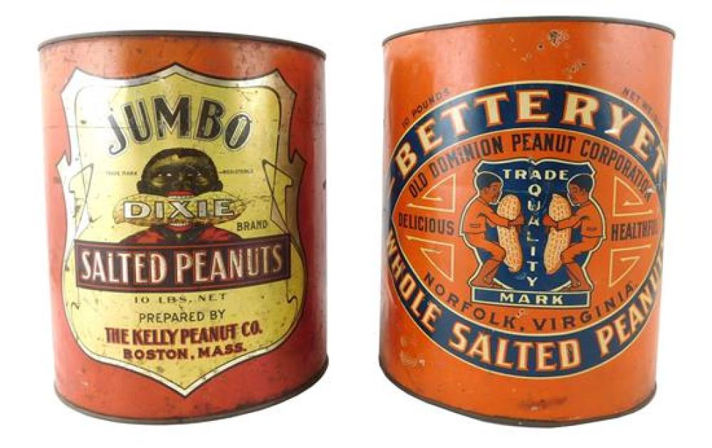 Appraisal: BLACK AMERICANA Two Salted Peanut tins with African American advertising