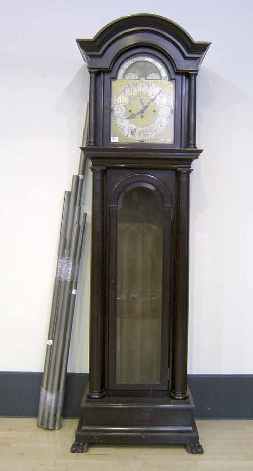 Appraisal: Mahogany -tube tall case clock with Westminster chimes the works