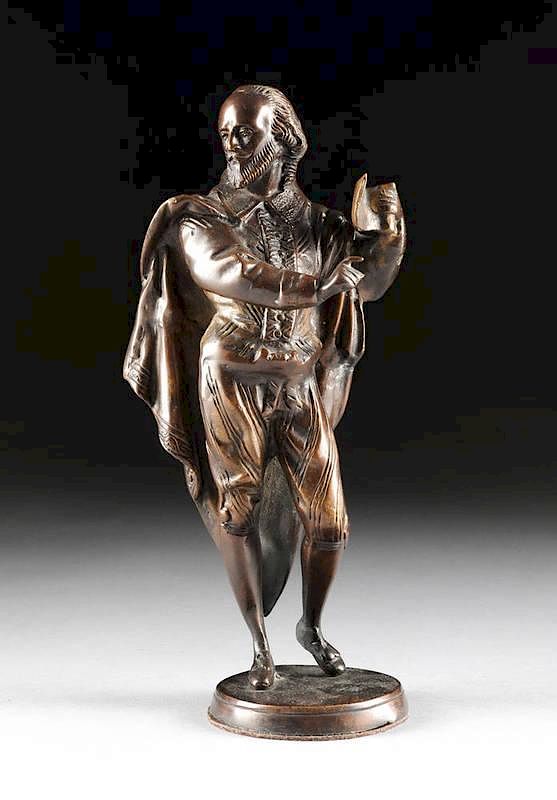 Appraisal: A PATINATED BRONZE SCULPTURE OF WILLIAM SHAKESPEARE MODERN A PATINATED