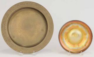 Appraisal: Two Tiffany Articles Tiffany Studios New York gilt-bronze plate with