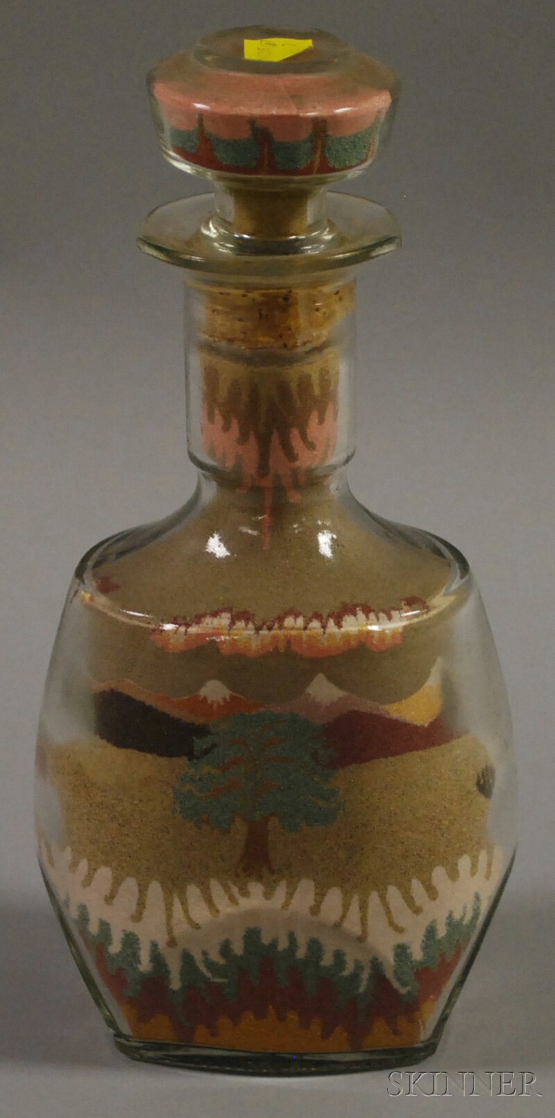 Appraisal: Sand Picture in a Glass Bottle depicting a landscape with