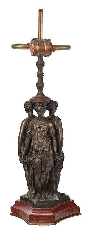 Appraisal: After Germain Pilon Bronze Three Graces Lamp French late th