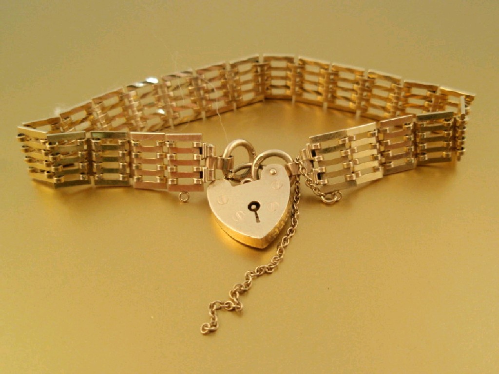 Appraisal: A ct gold five bar gate bracelet g