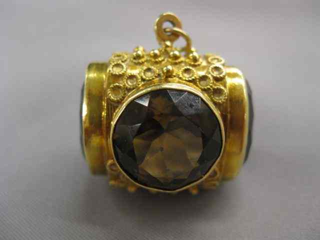 Appraisal: k Gold Citrine Fob or Charm rich gems in fancy