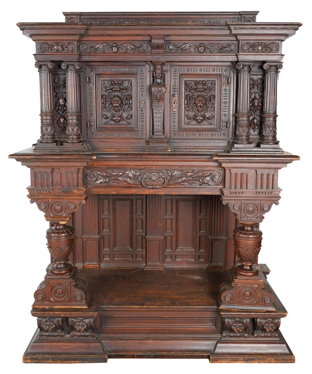 Appraisal: RENAISSANCE REVIVAL CARVED OAK WALNUT BUFFET A DEUX CORPSlate th