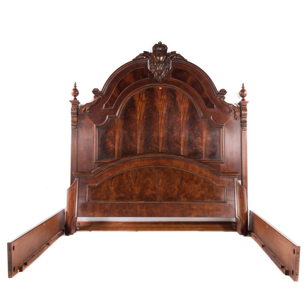 Appraisal: Henredon mahogany king-size bed th century solid figured mahogany arched