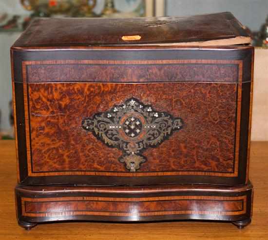 Appraisal: Napoleon III inlaid walnut ebonized wood tantalus as is Estimate