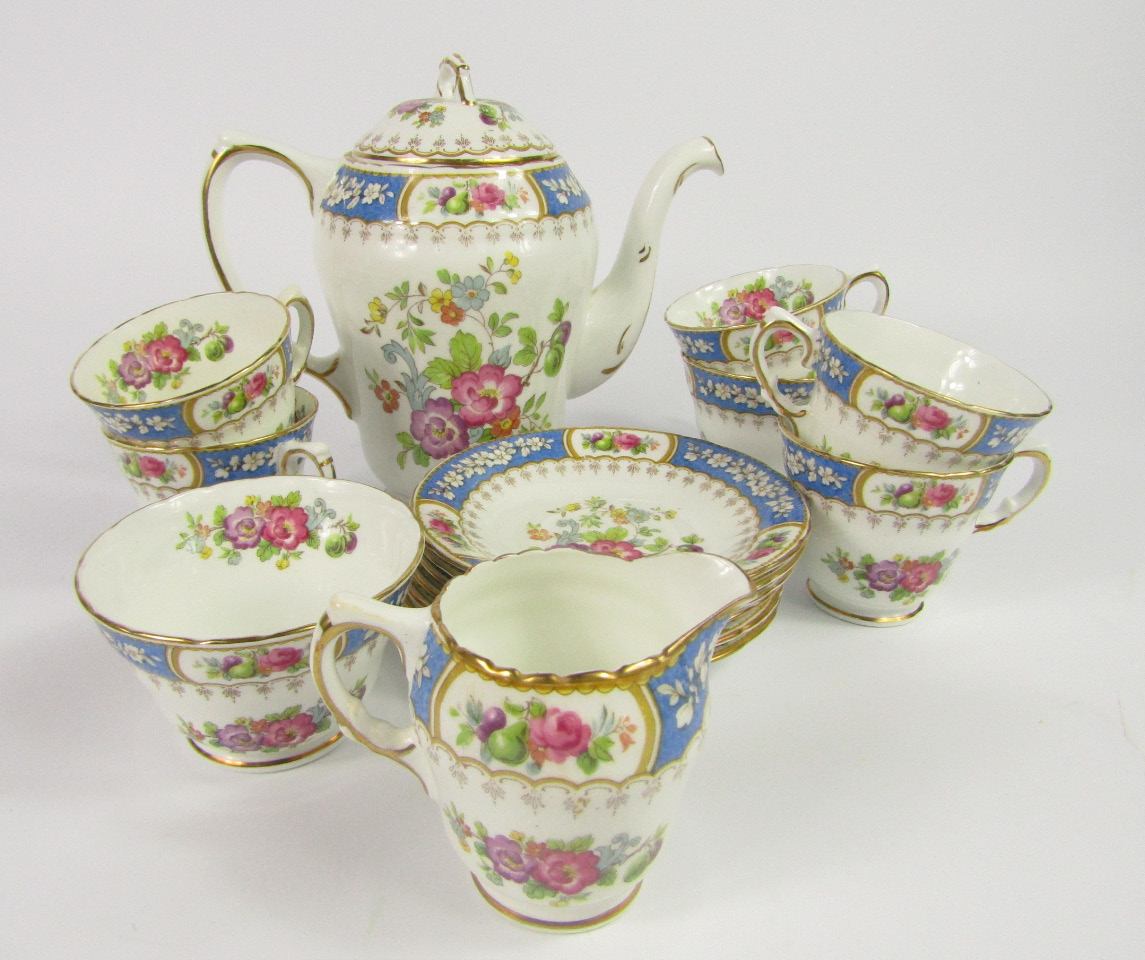 Appraisal: A Sutherland Porcelain part coffee service decorated in the Evesham