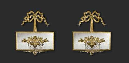 Appraisal: SET OF MIRRORED APPLIQUES AUX GRIFFONS Louis XVI Northern Italy