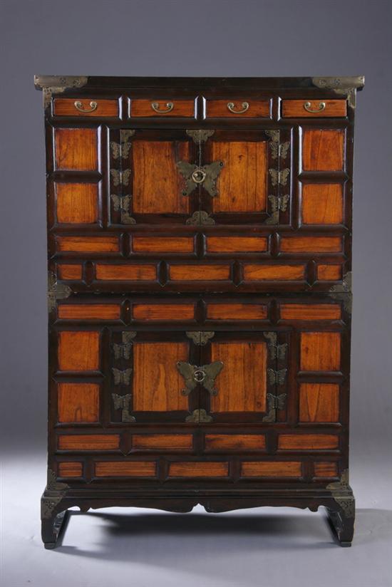 Appraisal: KOREAN CABINET Of rectangular outlines with four doors - Each