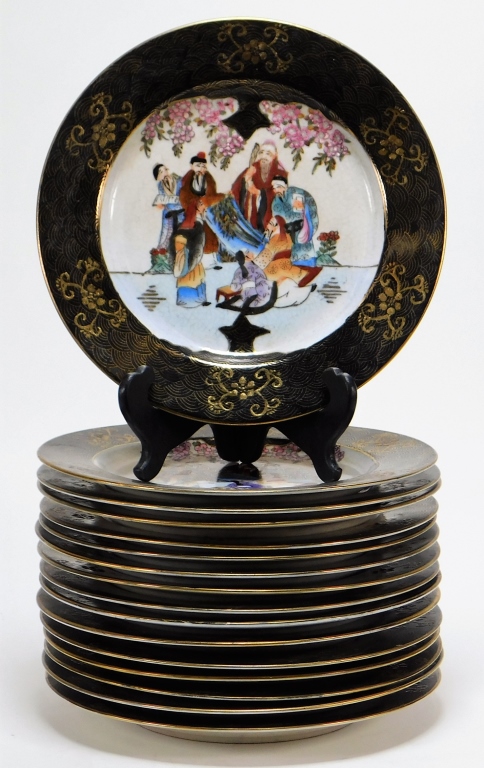 Appraisal: PC CHINESE REPUBLIC PERIOD PORCELAIN PLATES China Republic PeriodFamille noir