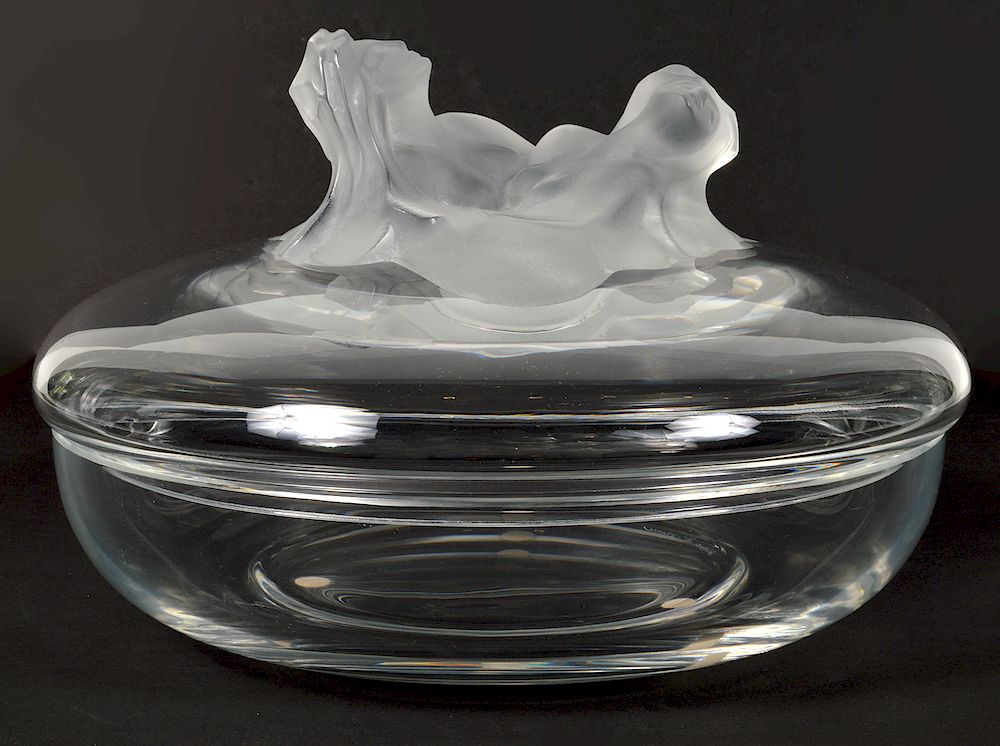 Appraisal: Lalique 'Ophelie' Lidded Center Bowl Lalique 'Ophelie' lidded clear bowl