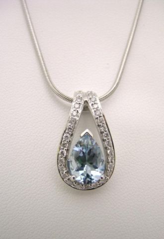 Appraisal: K White Gold Designer Coast Diamond and Aqua Pendant on