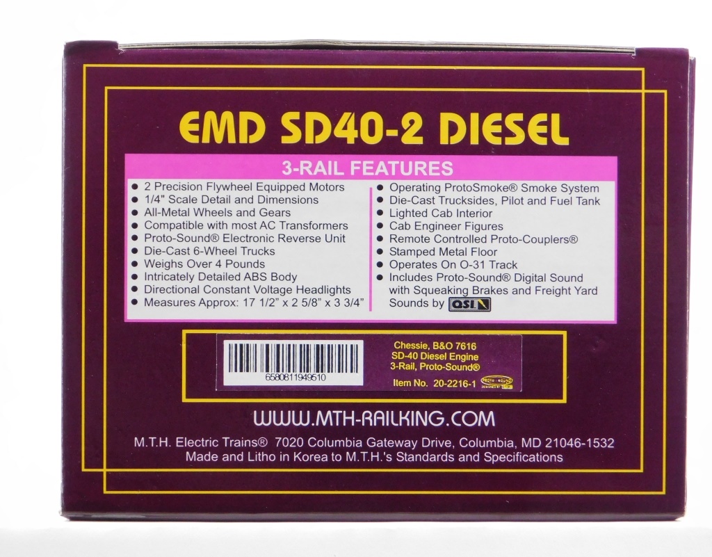 Appraisal: MTH CHESSIE B O EMD SD - DIESEL O TRAIN