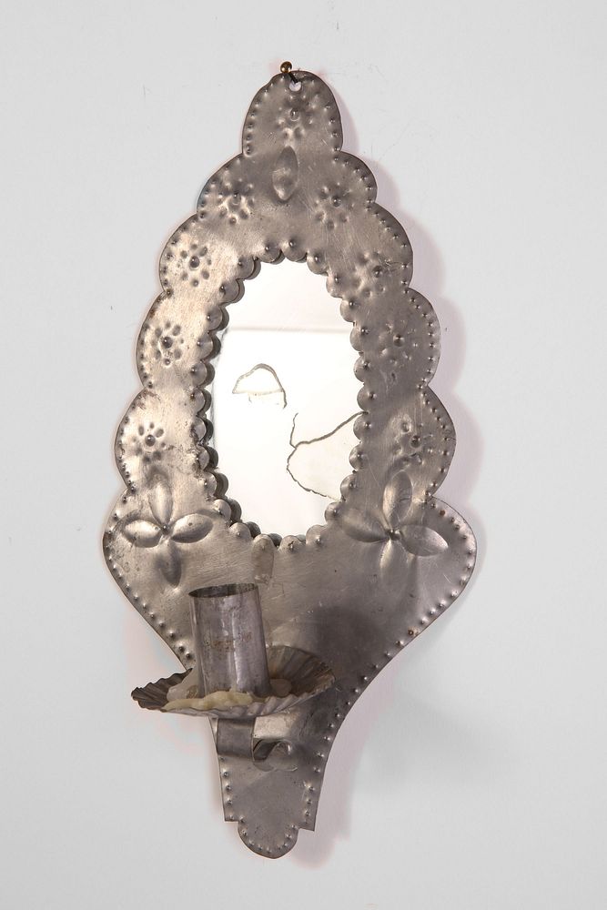 Appraisal: Tin Candle Sconce with Mirror ca - New Mexico Revival