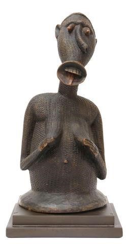 Appraisal: African Luba tribal wood carving bust of pregnant female figure