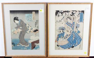 Appraisal: Japanese Woodblock Prints Toyokuni Teisai c lot of Teisai Sencho