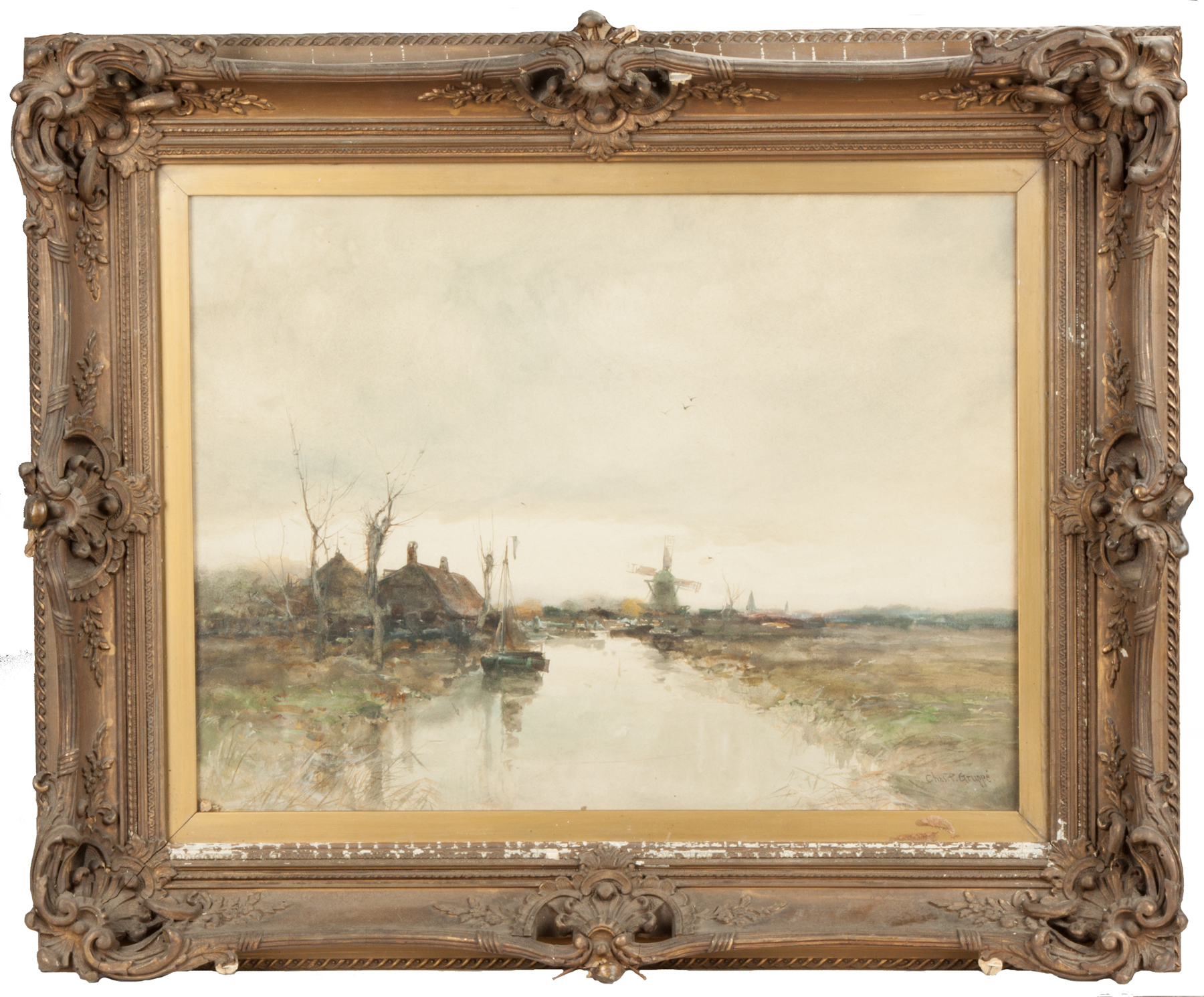 Appraisal: Charles Paul Gruppe American - Canal scene Sgn Lower right