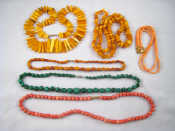 Appraisal: A mixed lot comprising six necklaces including amber malachite etc