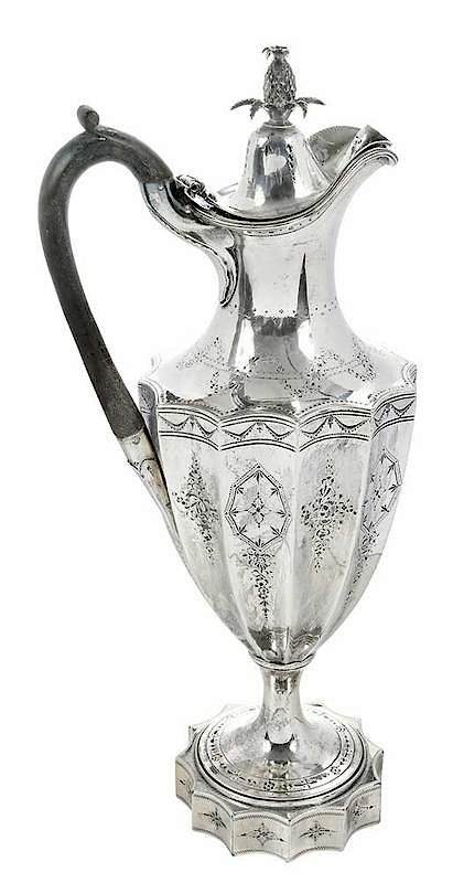 Appraisal: George III English Silver Coffee Pot London paneled urn form