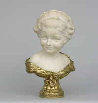 Appraisal: C Giromela White marble sculpture bust on polished bronze pedestal