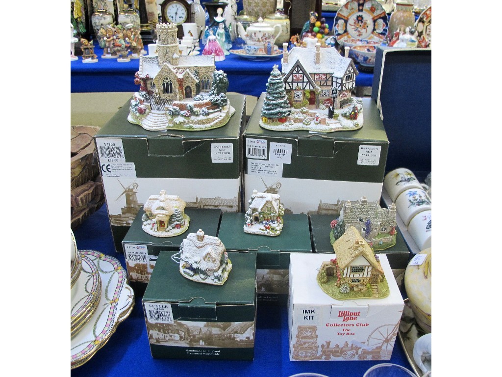 Appraisal: Seven Lilliput Lane cottages churches and snow covered houses in