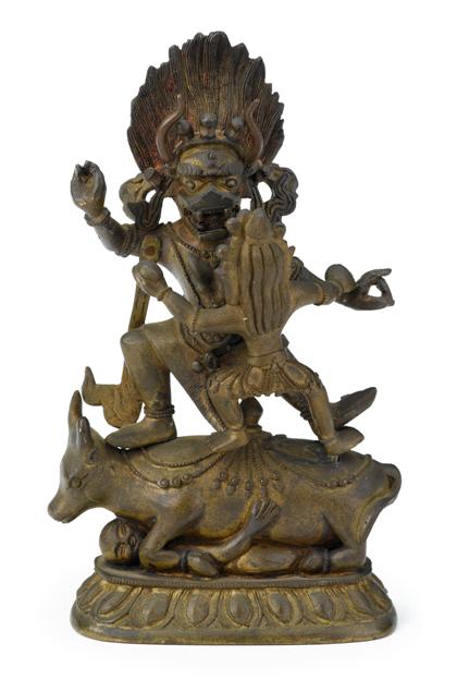 Appraisal: Sino Tibetan bronze Yama figurelikely th century