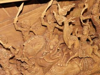 Appraisal: Thai SE Asian Carved Hardwood Relief Plaque THAILAND TH CENTURY