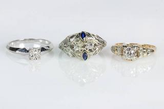 Appraisal: Lot of Diamond and gold rings Lot of Diamond and