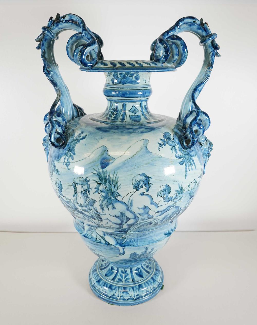 Appraisal: ITALIAN MAJOLICA CERAMIC URN inches high Condition