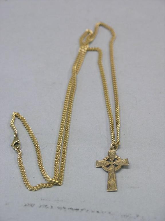 Appraisal: A ct gold link chain and an engraved ct gold