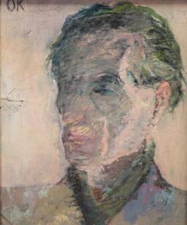 Appraisal: Attr Oskar Kokoschka - male portrait Oil on board Initialed