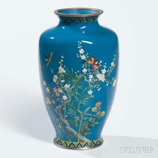 Appraisal: Cloisonne Vase Cloisonne Vase Japan baluster-shape with short waisted neck