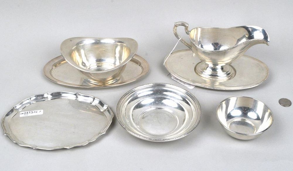 Appraisal: Group Seven Small Sterling Serving Items comprising an Elgin gravy